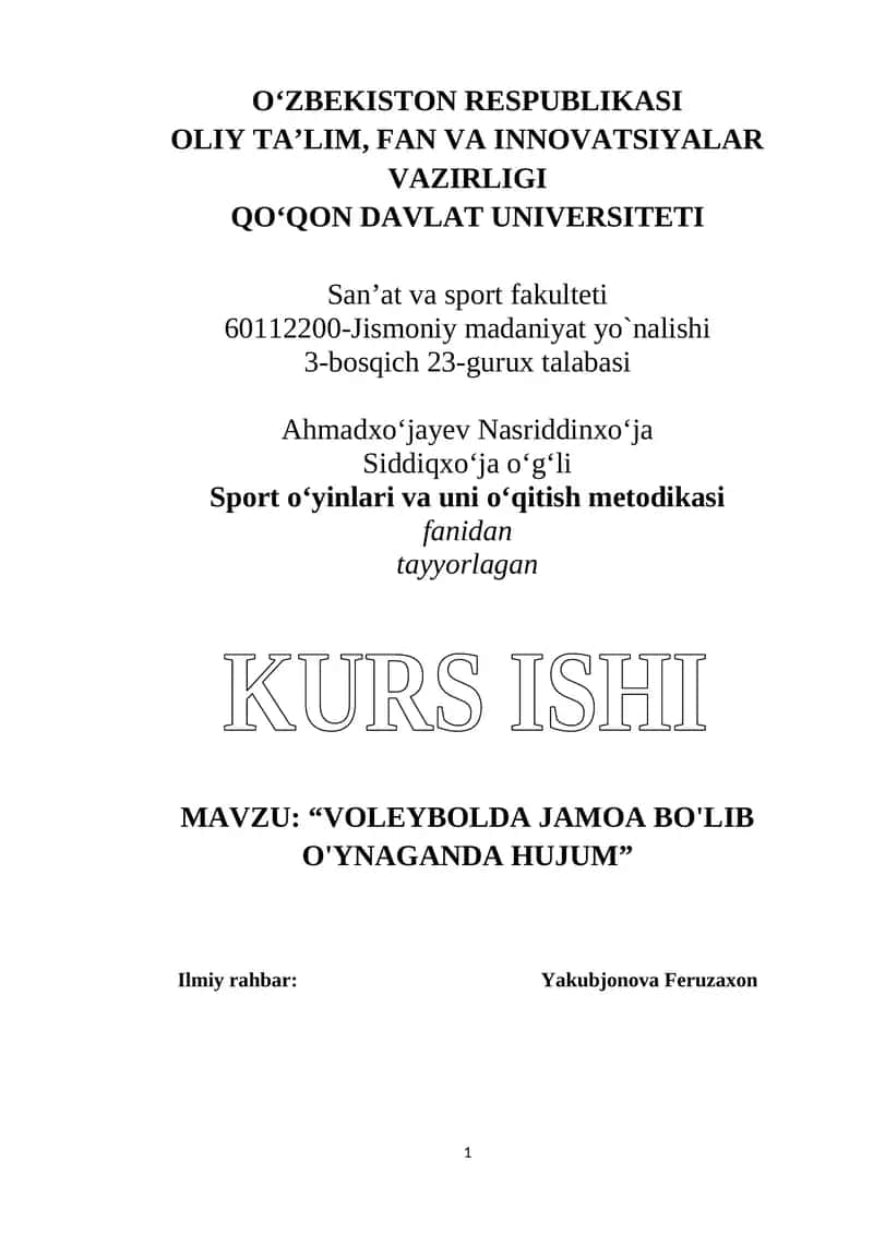 Sport o‘yinlari va uni o‘qitish metodikasi 1