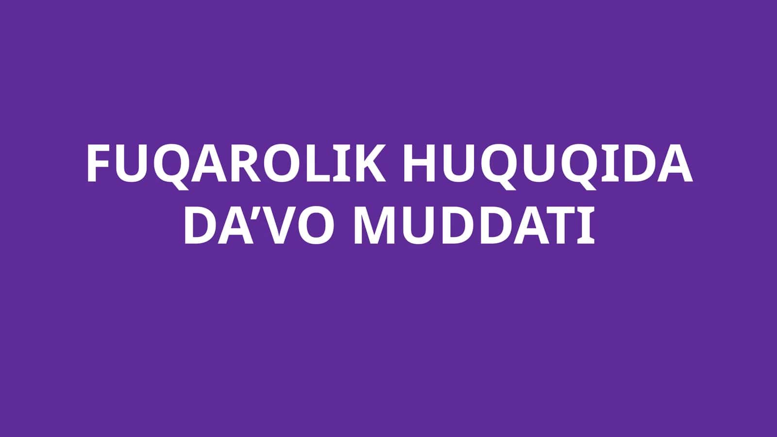Da’vo Muddati 1