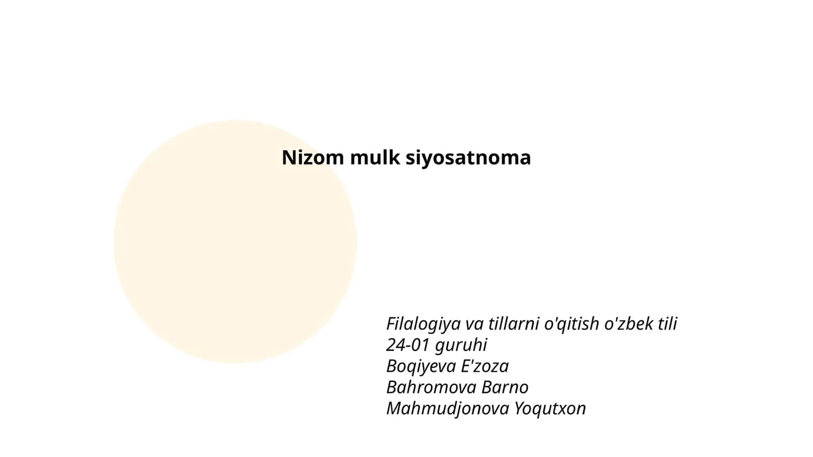 Nizom mulk siyosatnoma 1