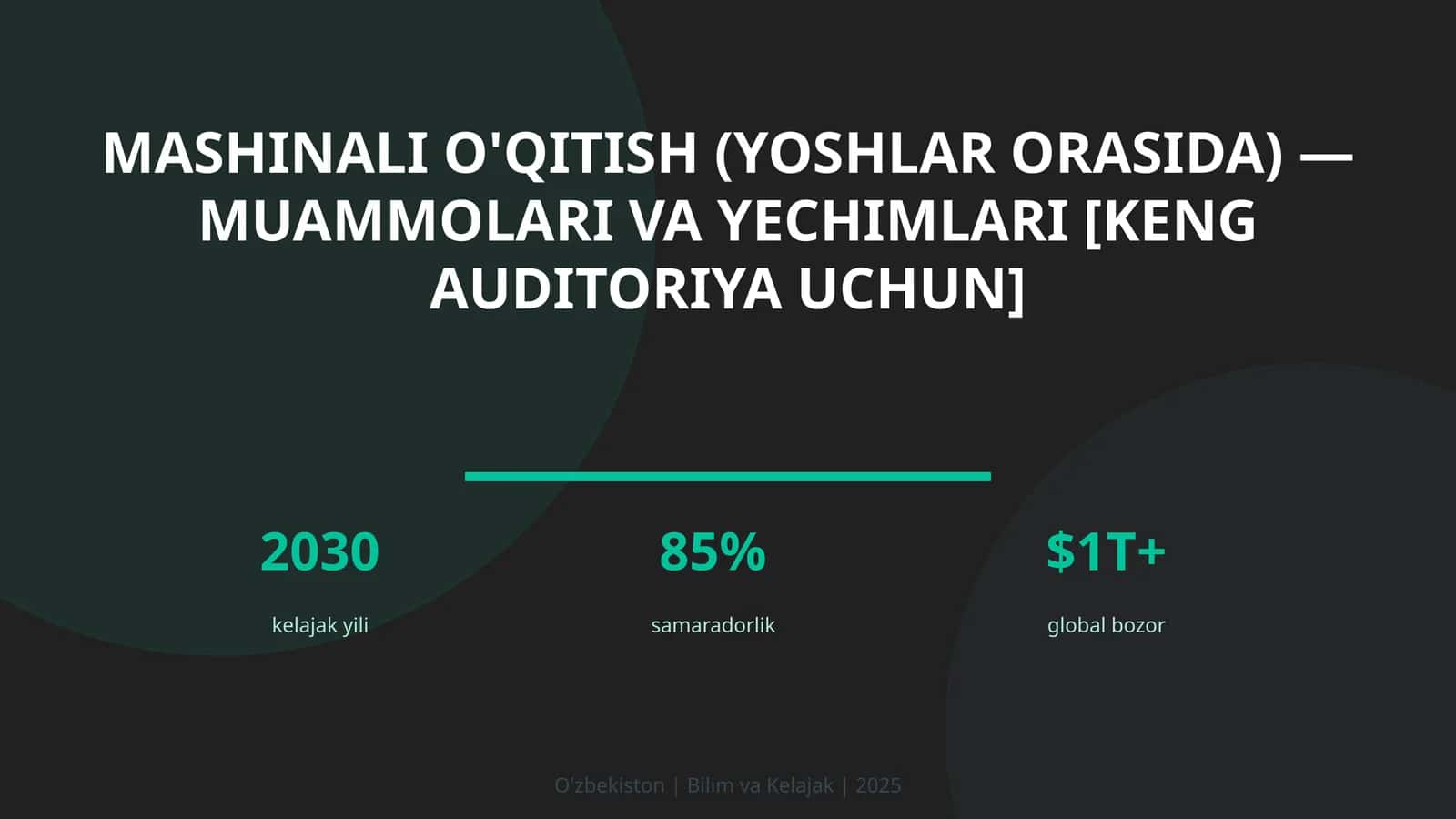 Mashinali o'qitish (yoshlar orasida) — muammolari va yechimlari [keng auditoriya uchun] 1