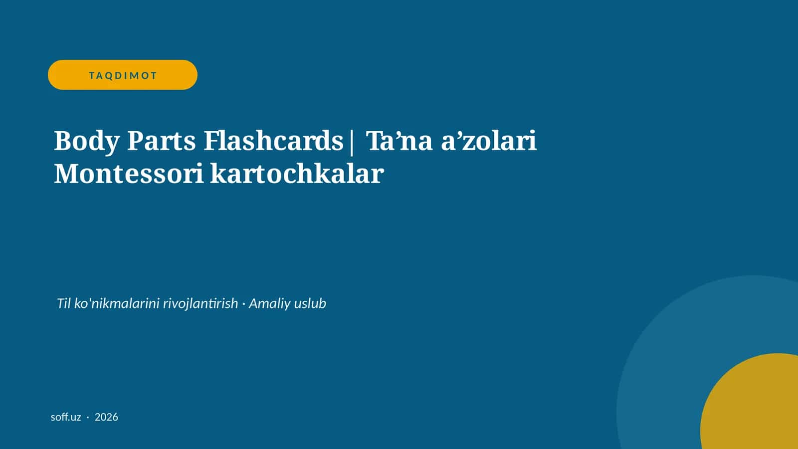 Body Parts Flashcards| Ta’na a’zolari Montessori kartochkalar 1