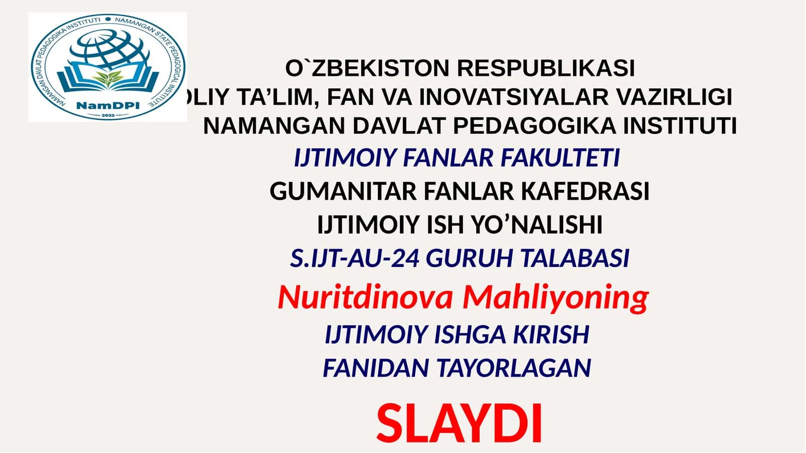 Slayd: Chet eldagiy va alkogol go'moniy bo'lgan shaxslar bilan ijtimoiy ish 1