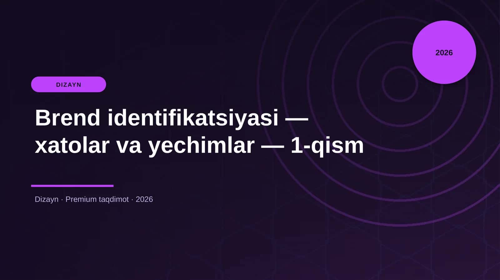 Brend identifikatsiyasi — xatolar va yechimlar — 1-qism 1