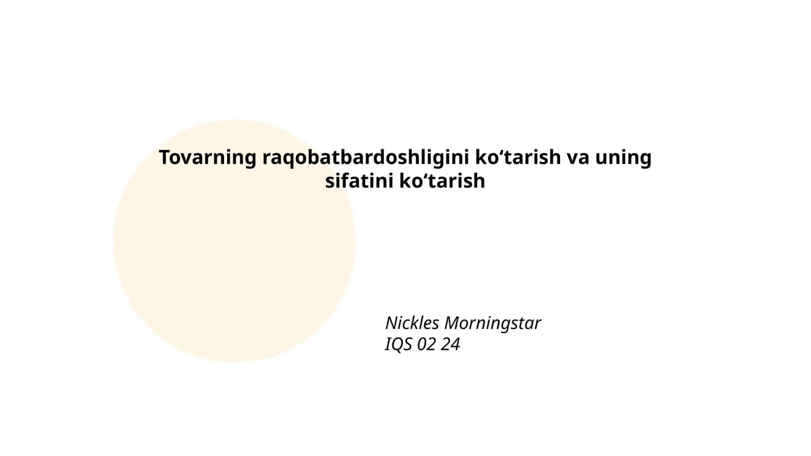 Nickles Morningstar 1