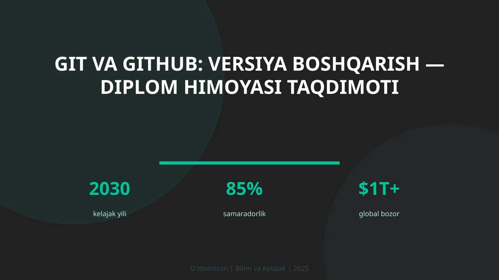 Git va GitHub: versiya boshqarish — diplom himoyasi taqdimoti 1