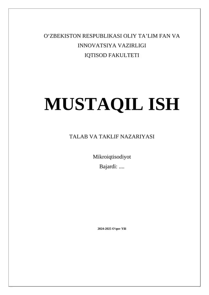 Talab va Taklif Nazariyasi 1