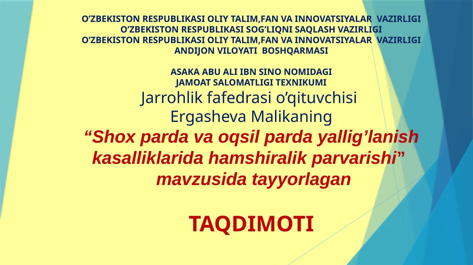 Shoxpardava oqsil pardayallig’lanish kasalliklarida hamshiralik parvarishi 1