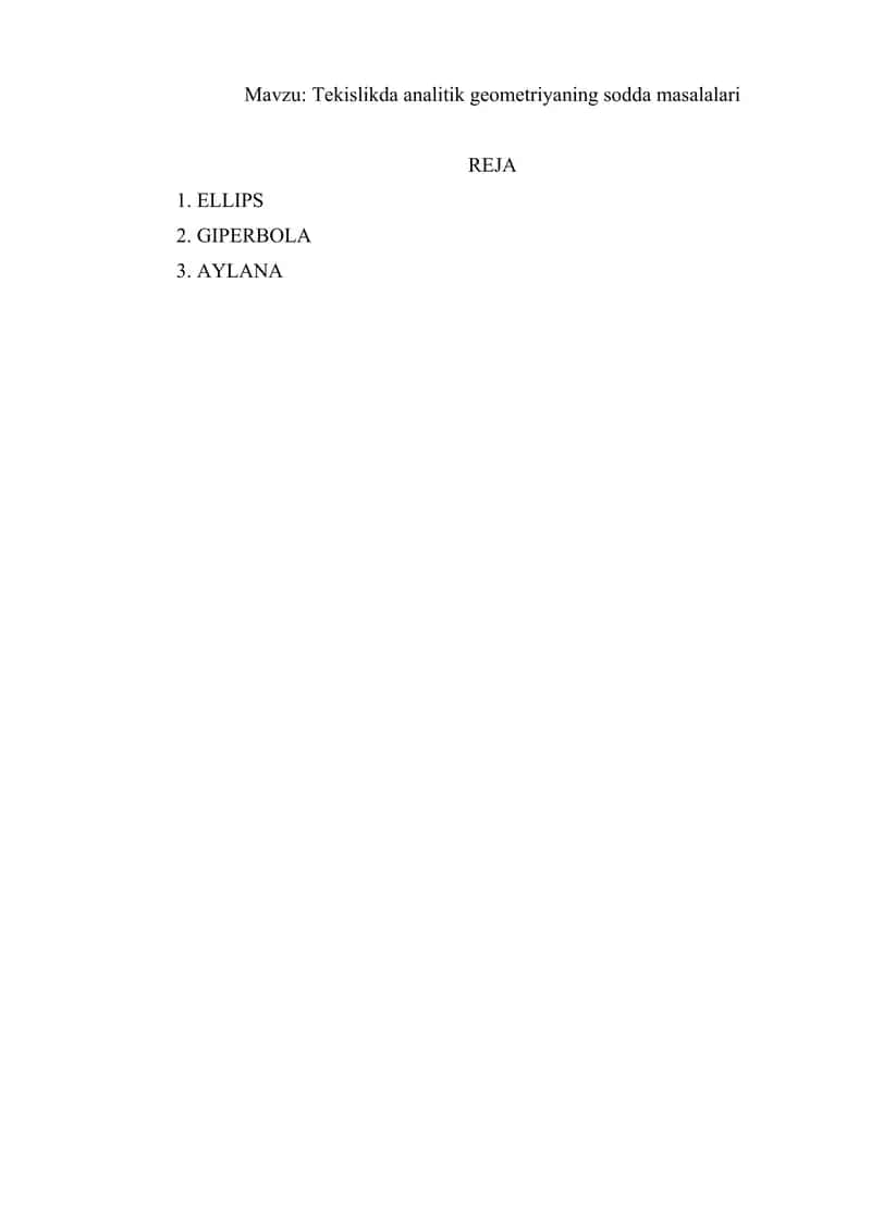 Tekislikda analitik geometriyaning sodda masalalari 1