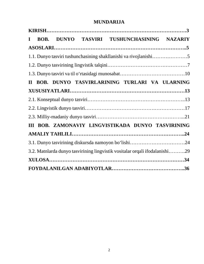 DUNYO TASVIRLARI VA UNING TURLARI 1