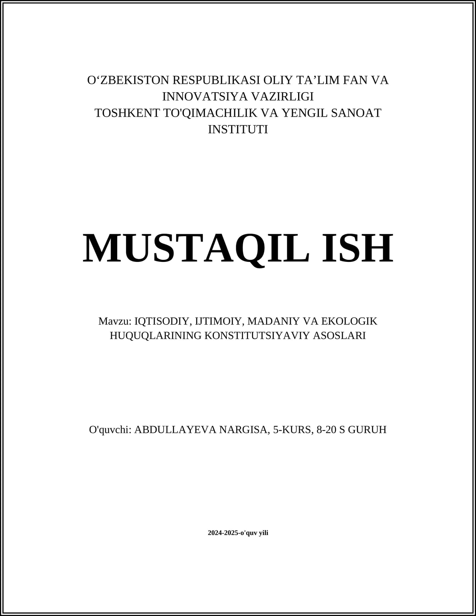 Iqtisodiy huquqlarning konstitutsiyaviy asosi 1