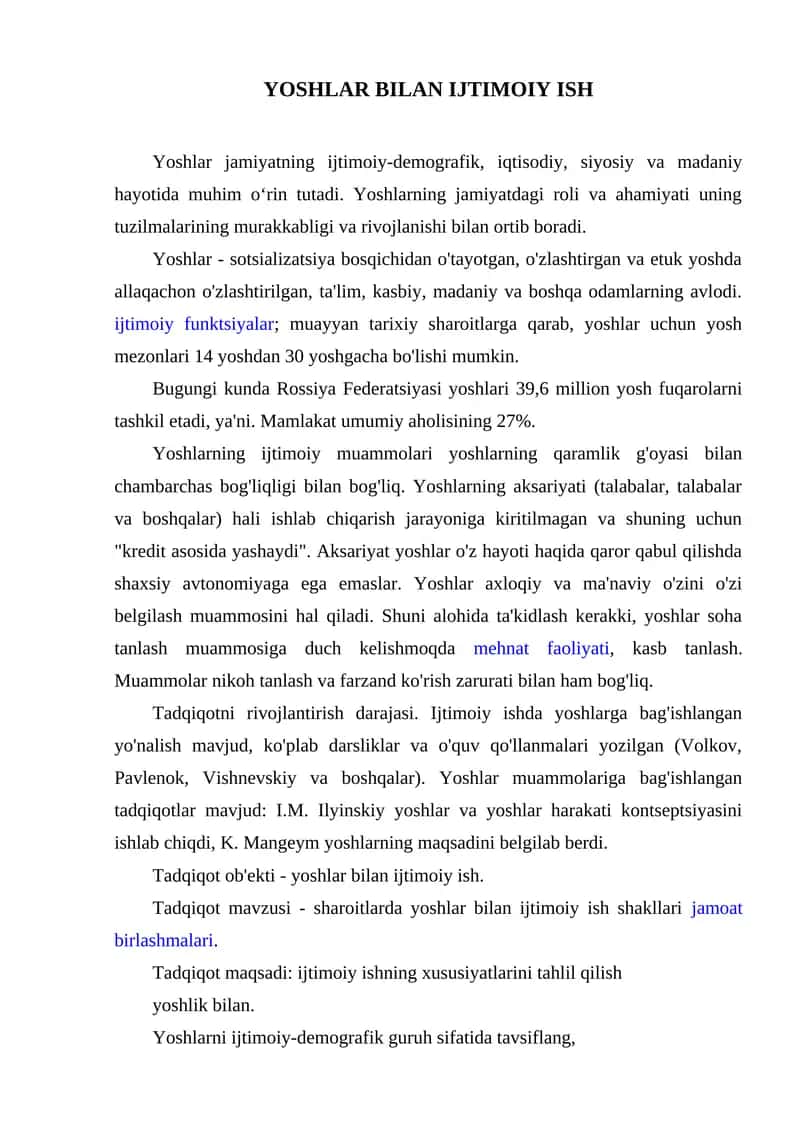 Yoshlar Bilan Ijtimoiy Ish 1