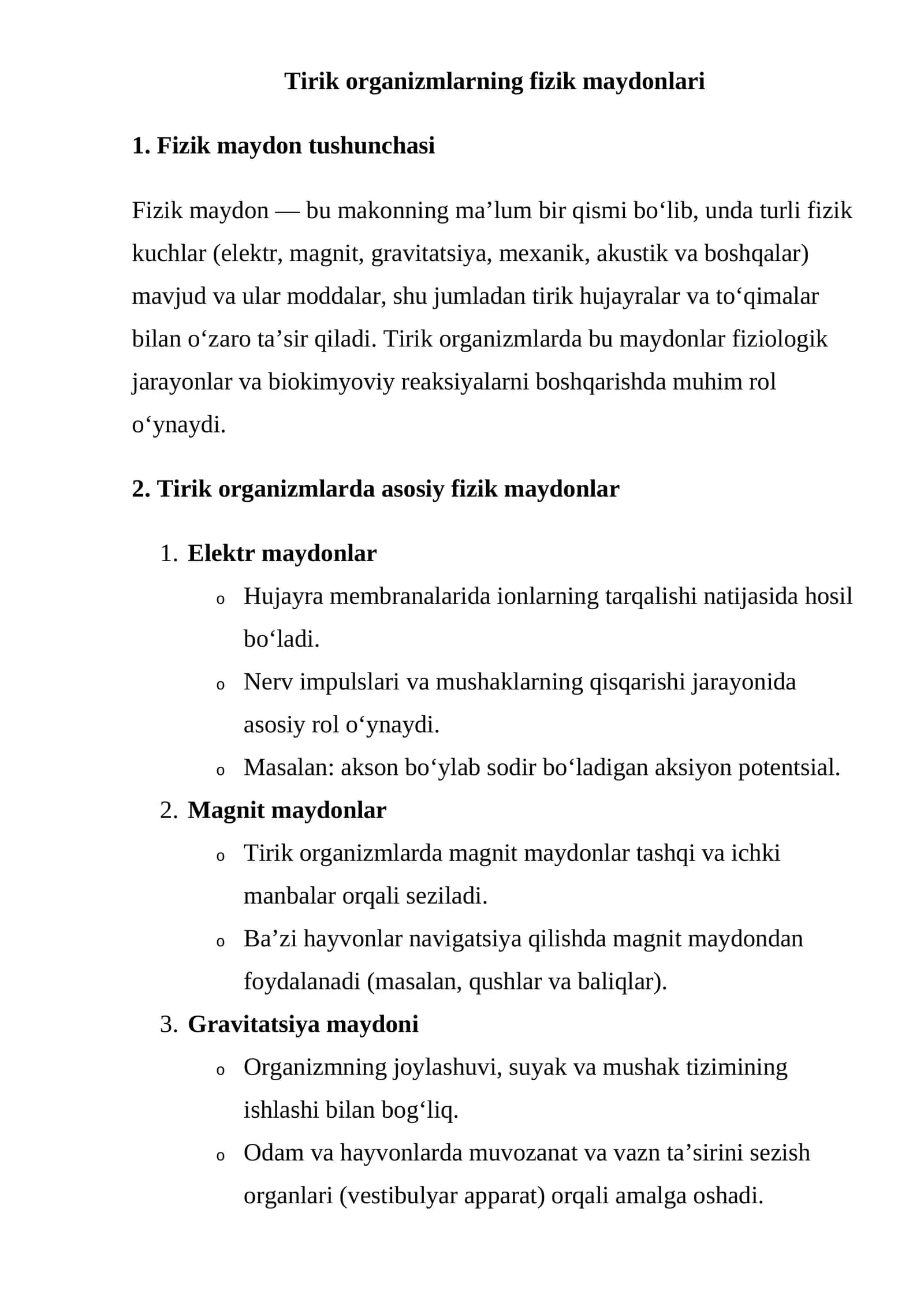 Tirik organizmlarning fizik maydonlari 1