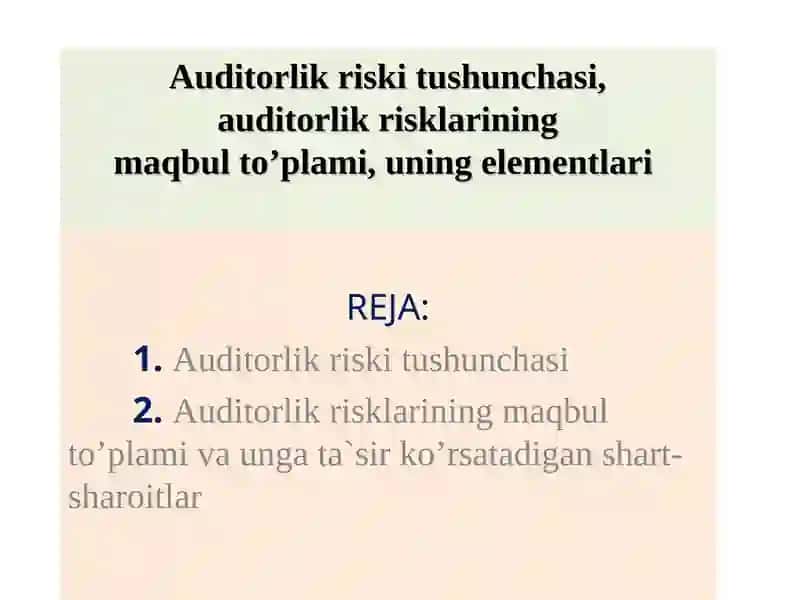 Auditorlik riski tushunchasi