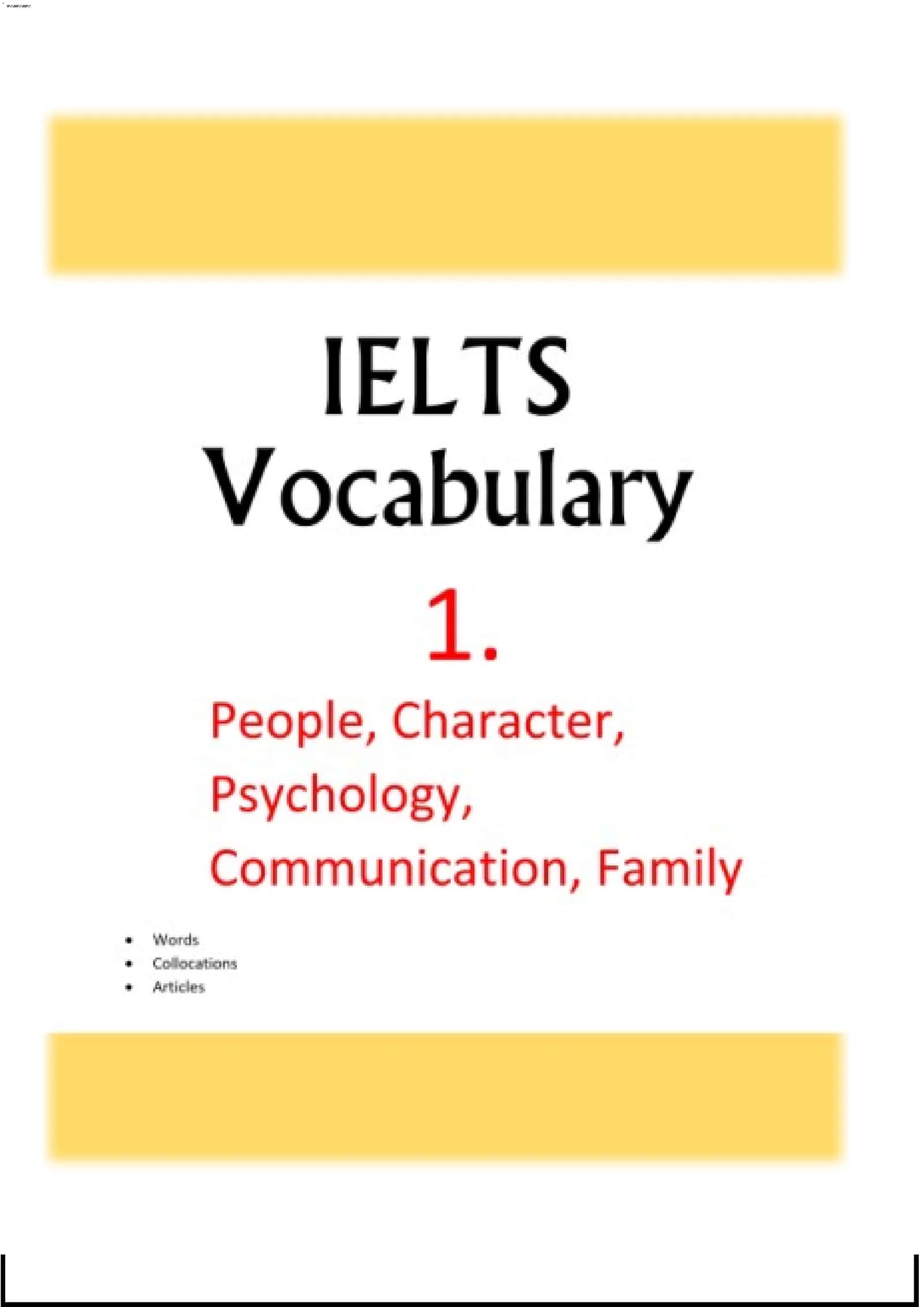 IELTS Vocabulary. Imtihonda ishlatiladigan muhim so'zlar 1