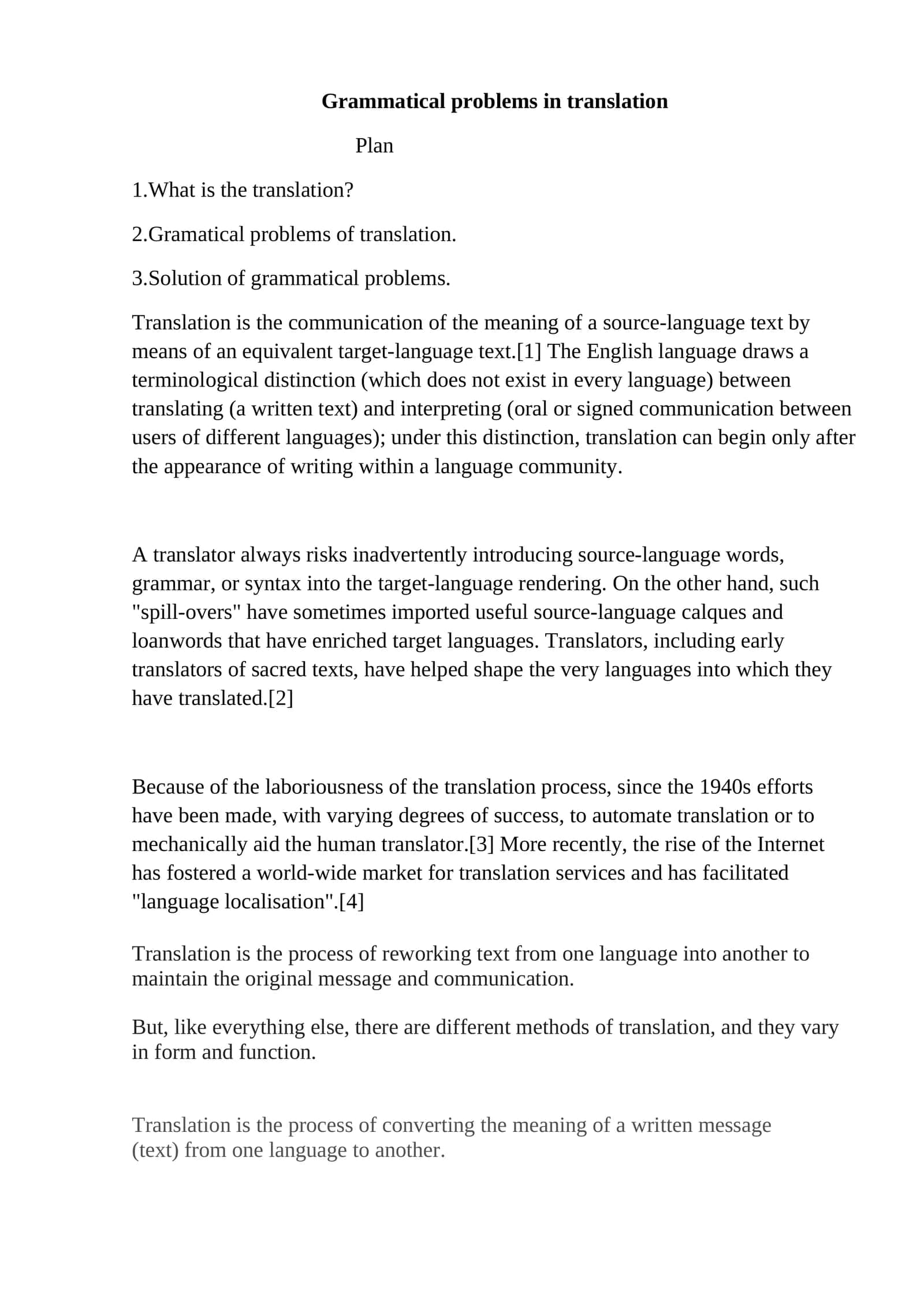 Grammatical problems in translation 1