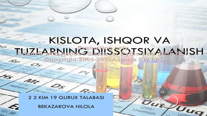 Kislota, ishqor va tuzlarning dissotsiyalanish 1
