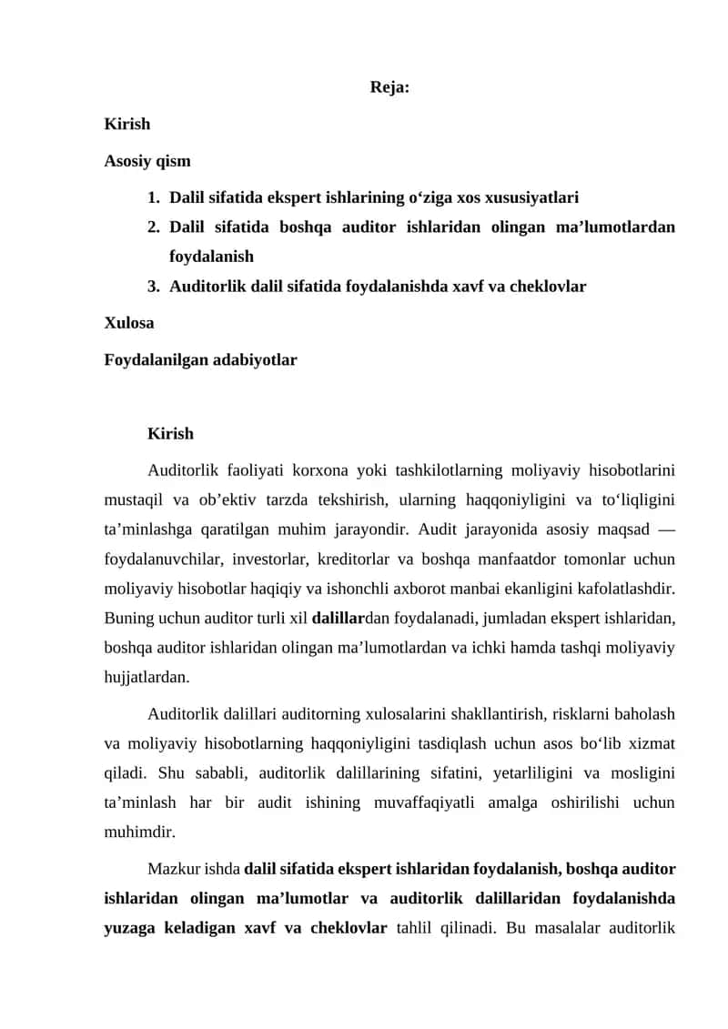 Auditorlik dalillar 1