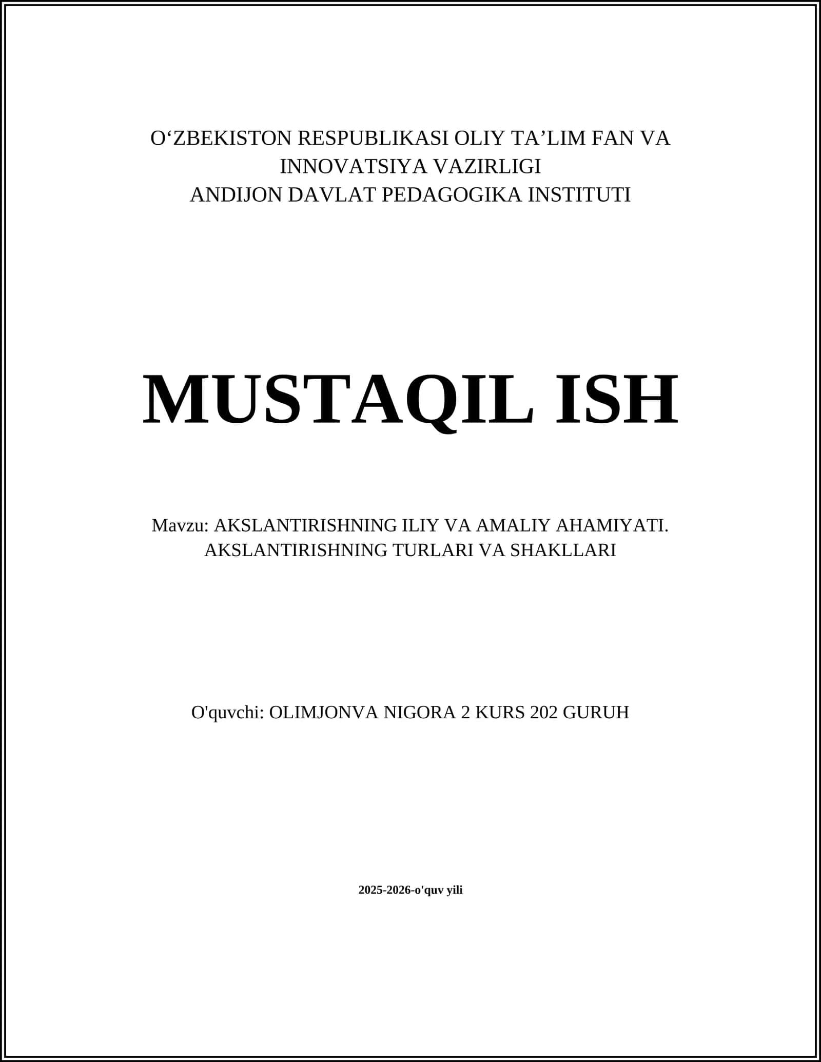 AKSLANTIRISHNING ILIY VA AMALIY AHAMIYATI. AKSLANTIRISHNING TURLARI VA SHAKLLARI 1