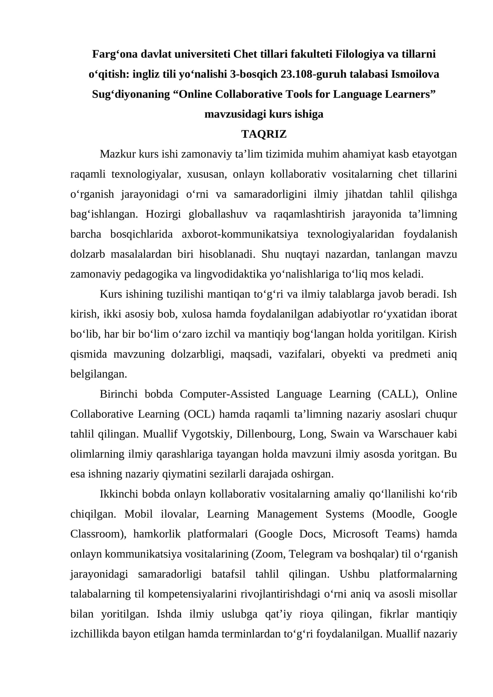 Online Collaborative Tools for Language Learners 1