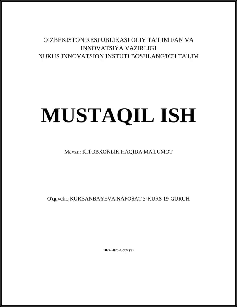 KITOBXONLIK HAQIDA MA'LUMOT 1