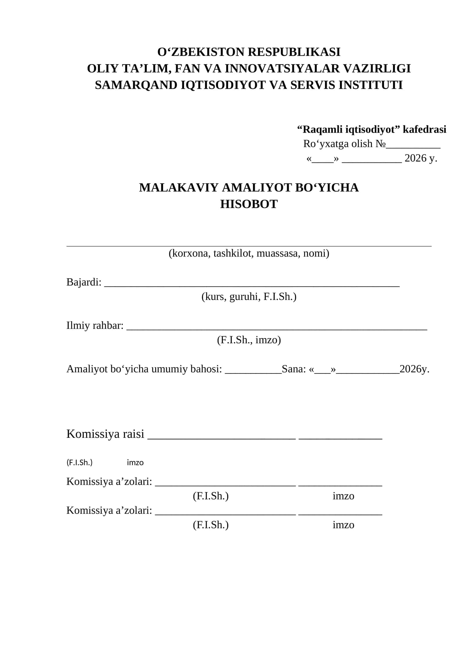 Ijtimoiy himoya milliy agentligi, malakaviy amaliyot hisoboti 1