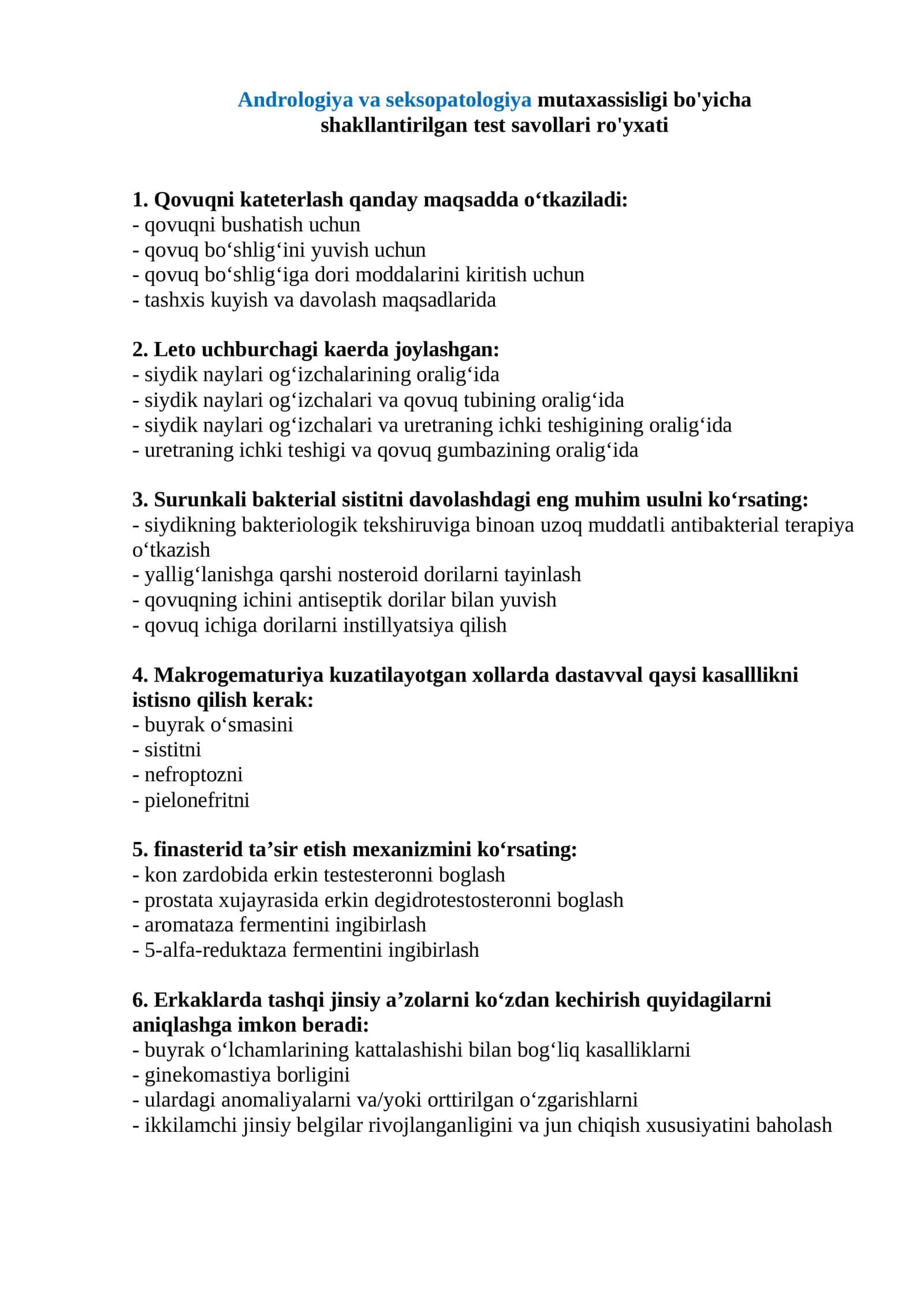 Argos test andralogiya javoblari bilan 1