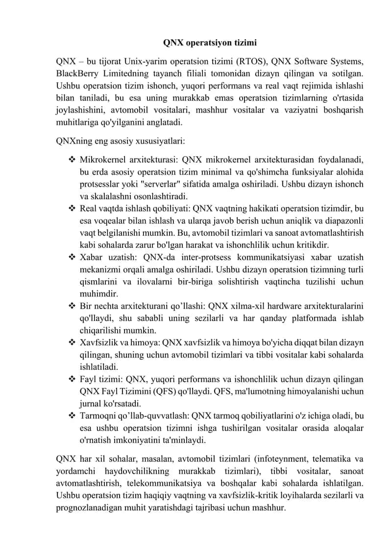 QNX operatsiyon tizimi 1