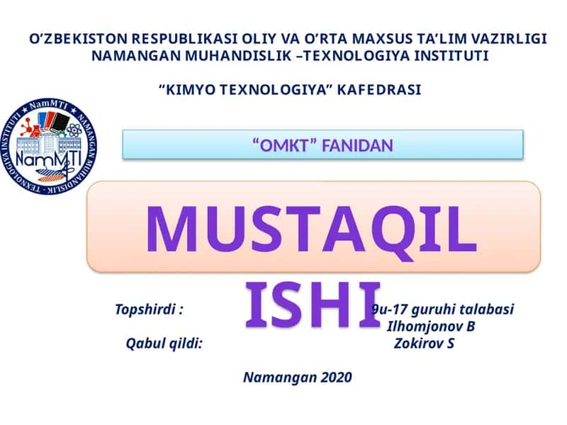 KIMYO TEXNOLOGIYA 1