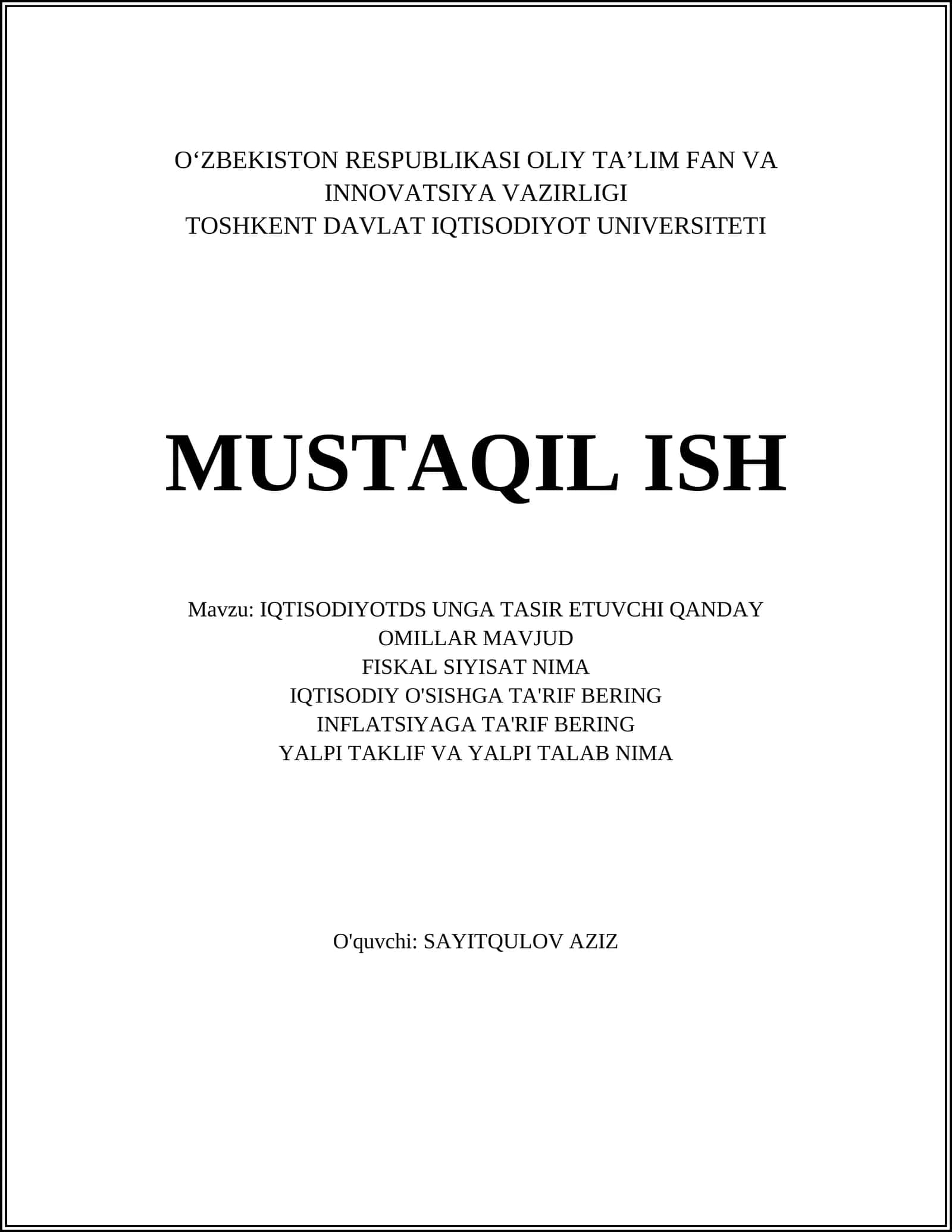 IQTISODIYOTDS UNGA TASIR ETUVCHI QANDAY OMILLAR MAVJUD 1