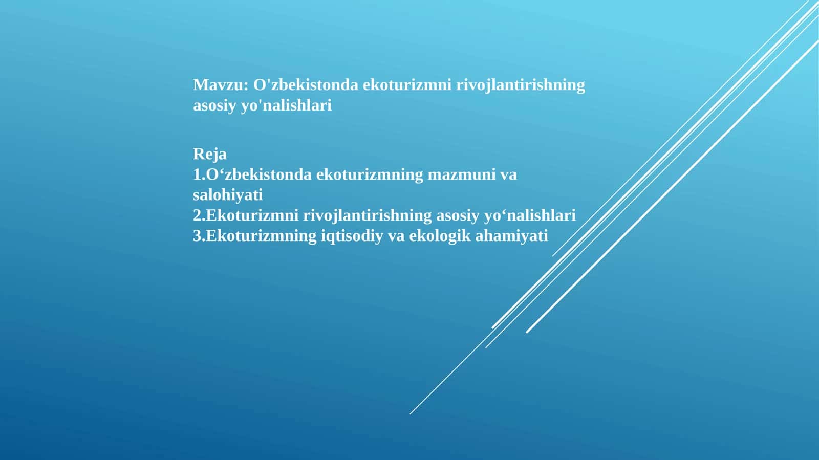 O'zbekistonda ekoturizmning mazmuni va salohiyati 1