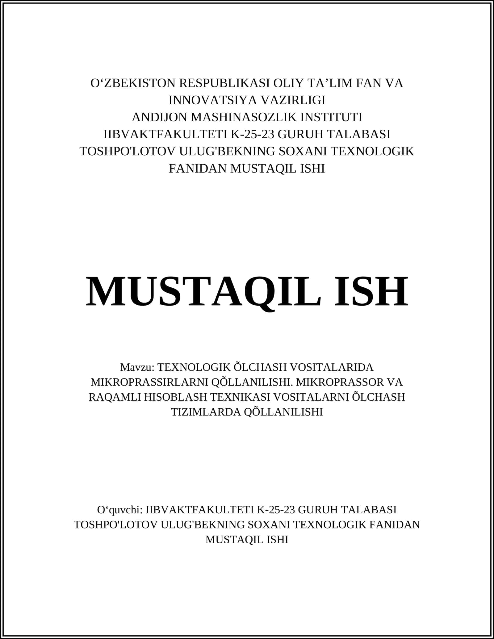 TEXNOLOGIK ÕLCHASH VOSITALARIDA MIKROPRASSIRLARNI QOLLANILISHI 1