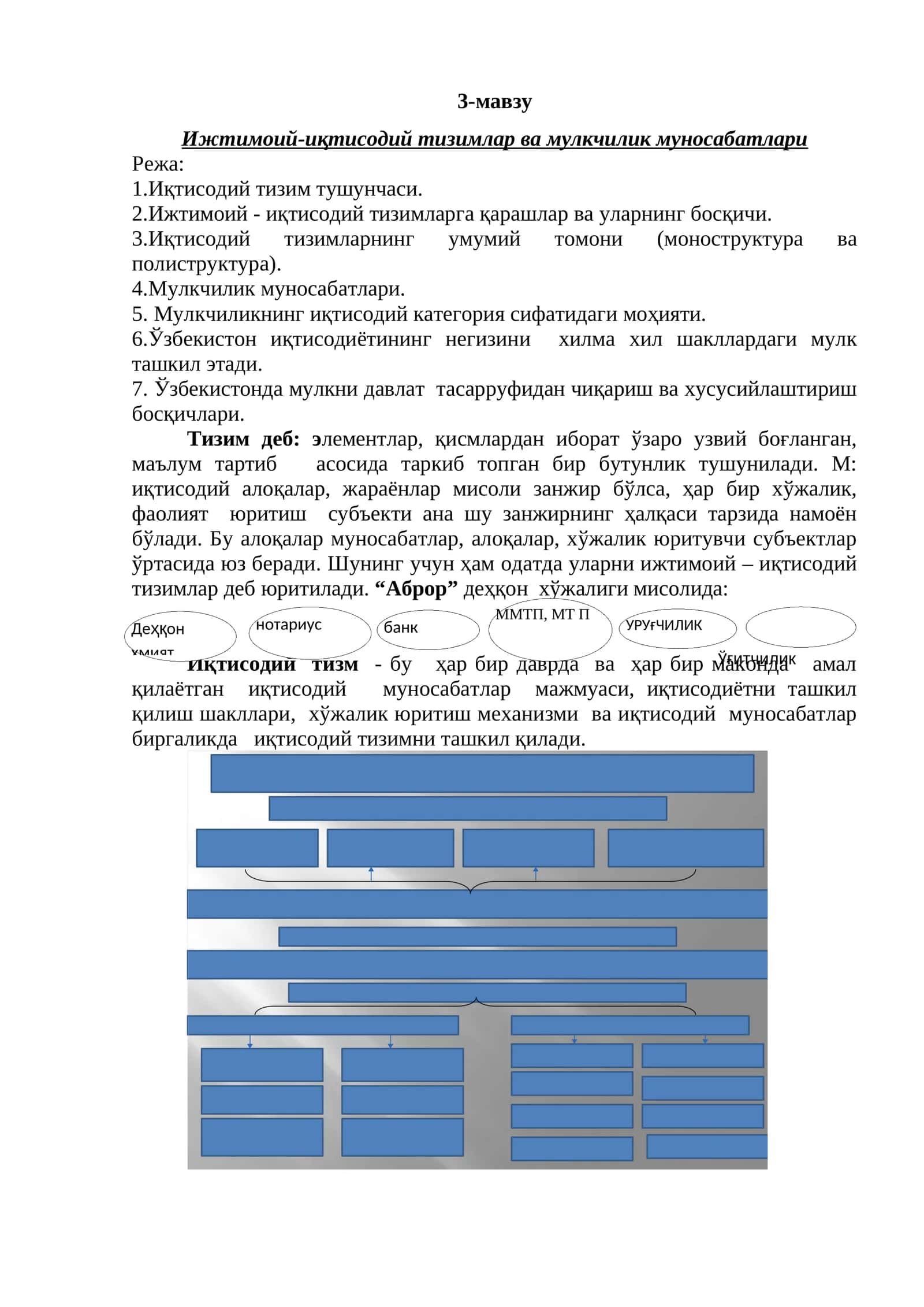 Ижтимоий-иқтисодий тизимлар ва мулкчилик муносабатлари 1