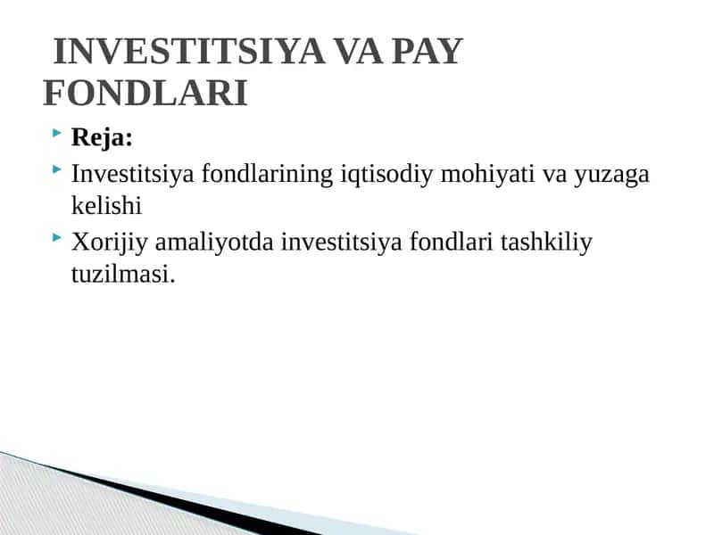 INVESTITSIYA VA PAY FONDLARI 1