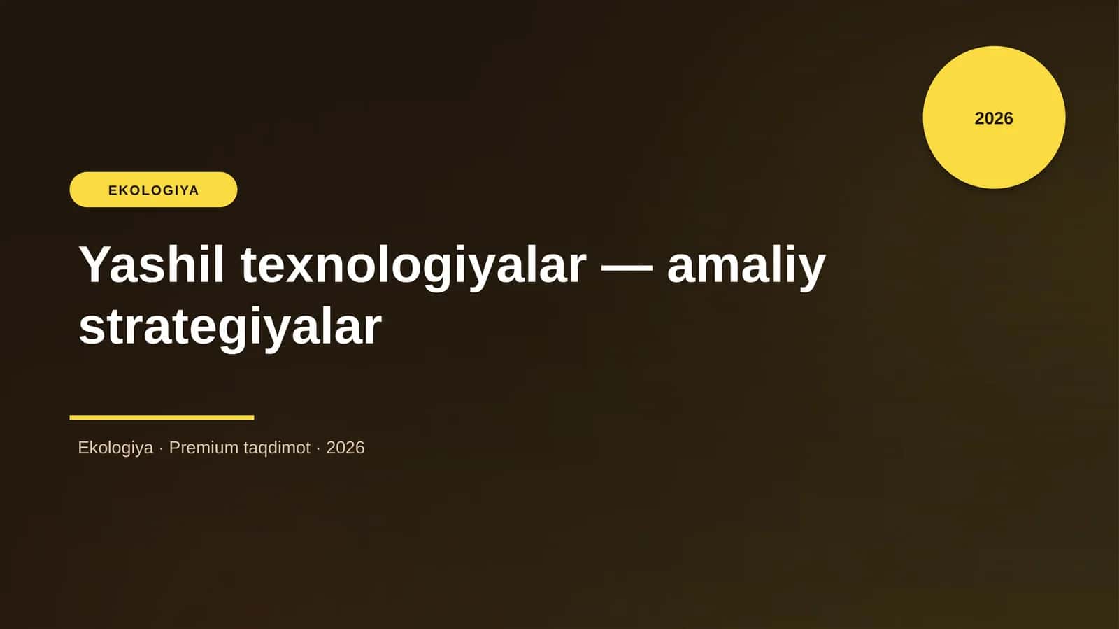 Yashil texnologiyalar — amaliy strategiyalar 1