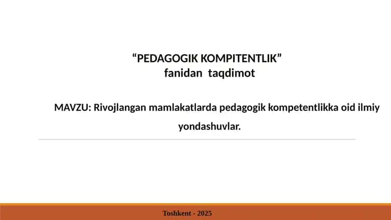 Rivojlangan Mamlakatlarda Pedagogik Kompetentlik 1