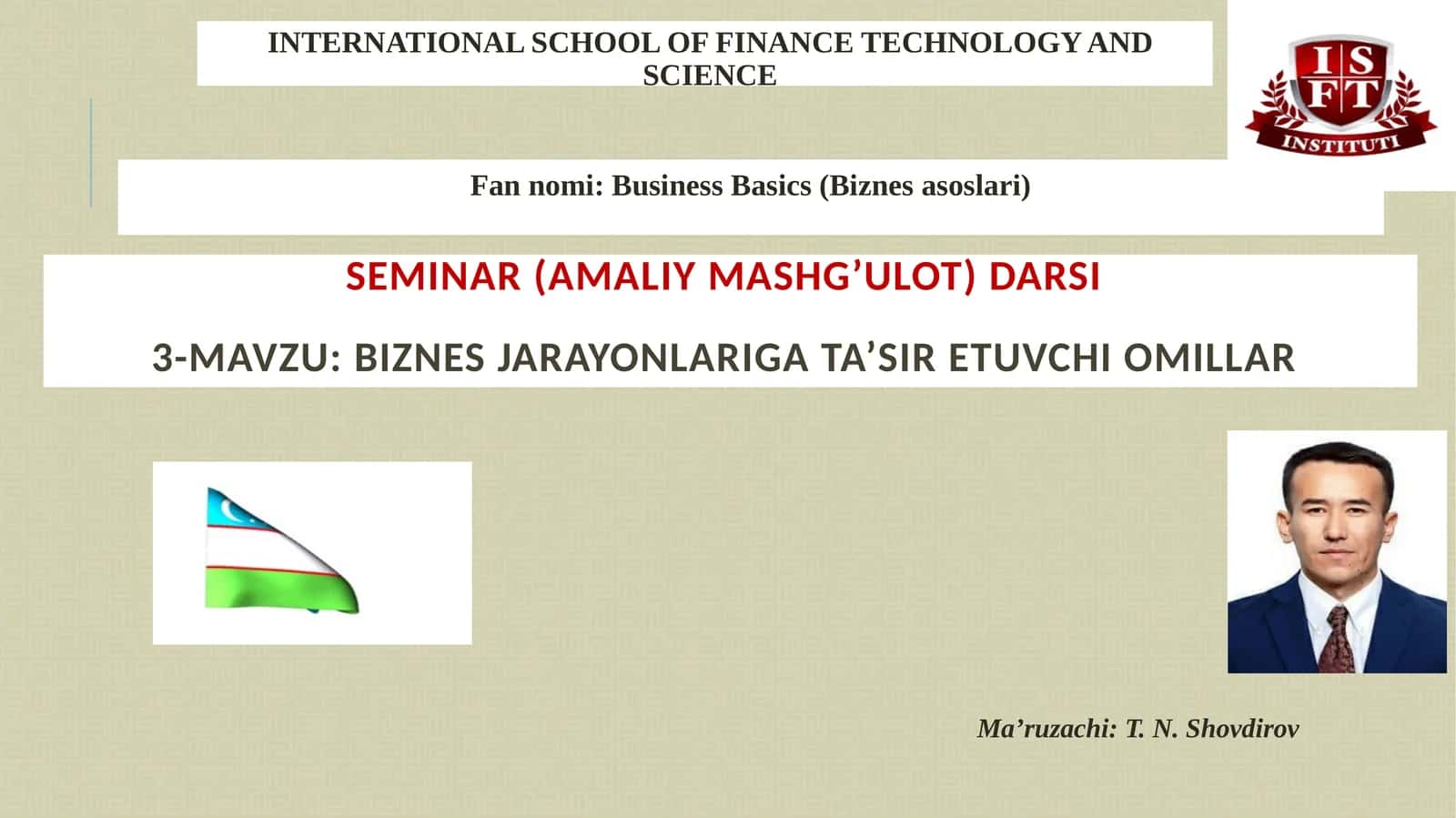 Biznes jarayonlariga ta'sir etuvchi omillar 1