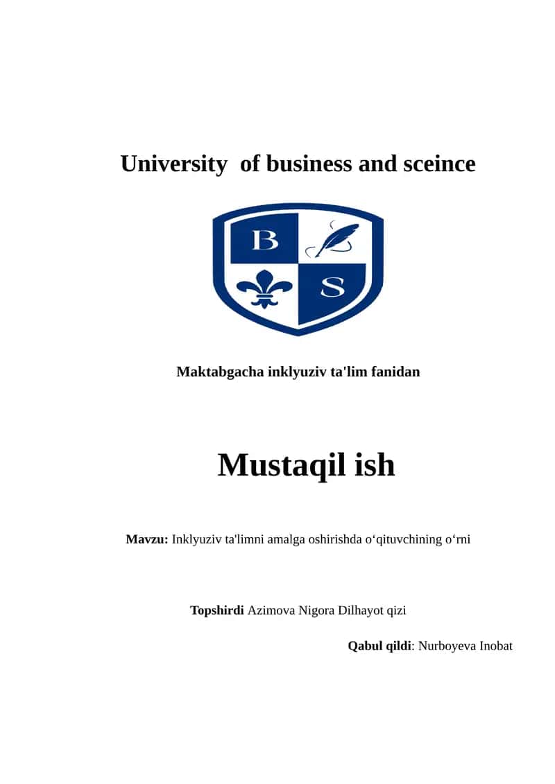 Inklyuziv ta'limni amalga oshirishda oʻqituvchining oʻrni 1