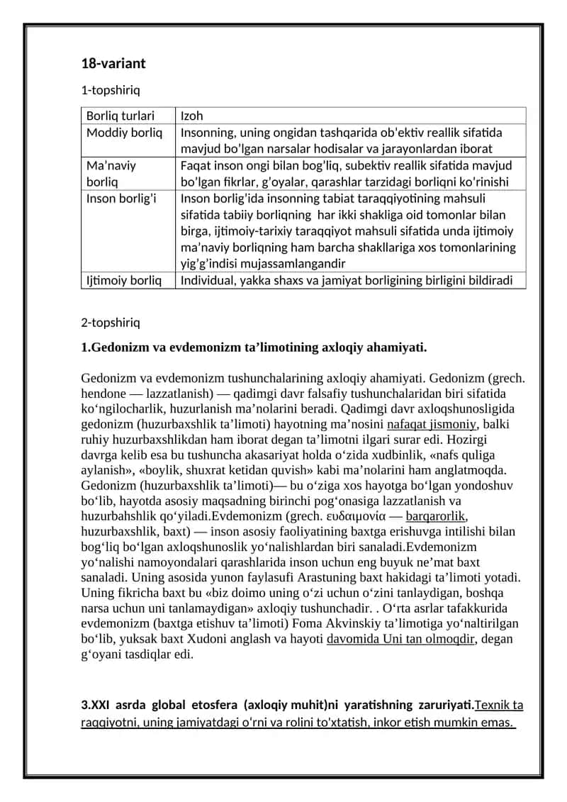 Gedonizm va evdemonizm ta’limotining axloqiy ahamiyati 1