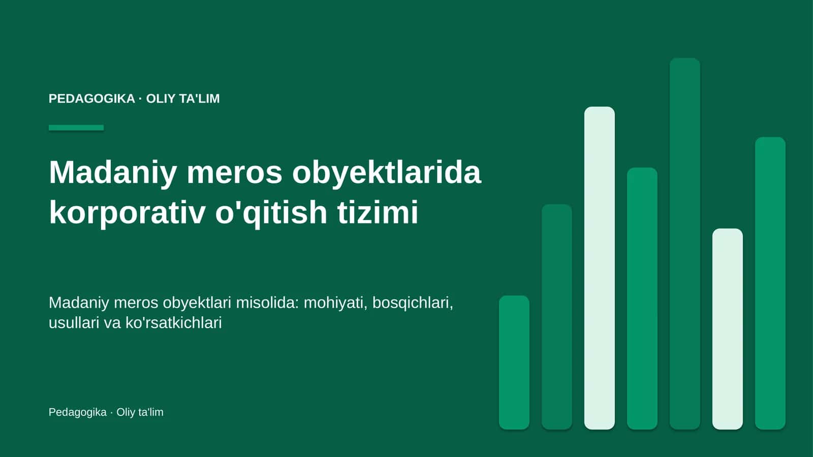 Madaniy meros obyektlarida korporativ o'qitish tizimi 1
