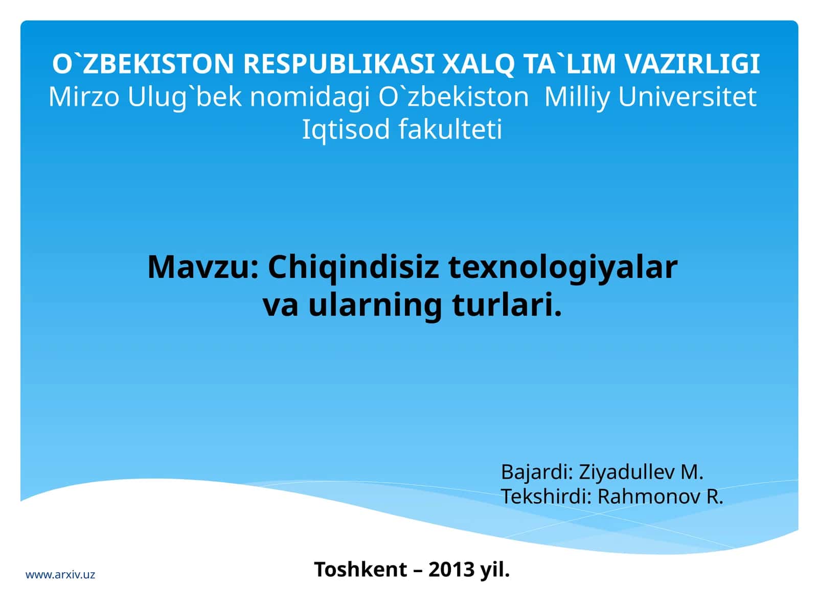 Chiqindisiz texnologiyalar va ularning turlari 1