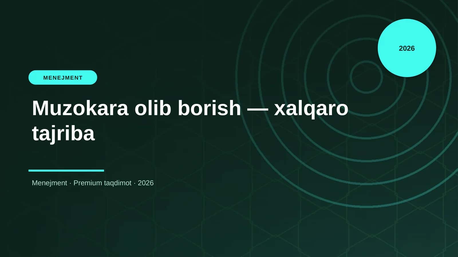 Muzokara olib borish — xalqaro tajriba 1