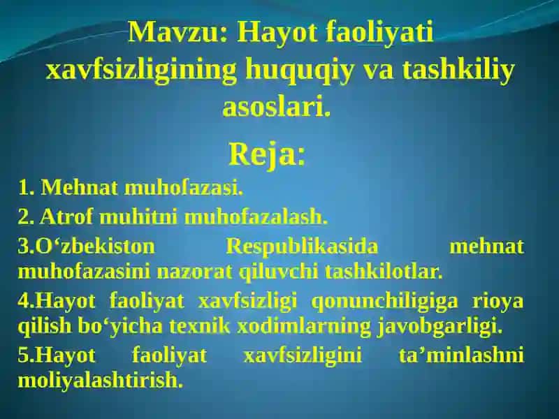 Mehnat muhofazasi 1