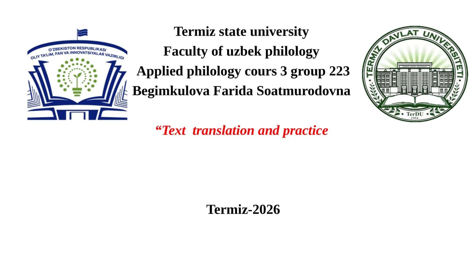 Applied Philology Course 1