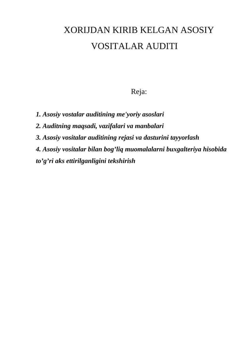 Asosiy vositalar auditi 1