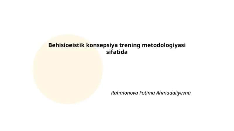 Behisioeistik konsepsiya trening metodologiyasi 1