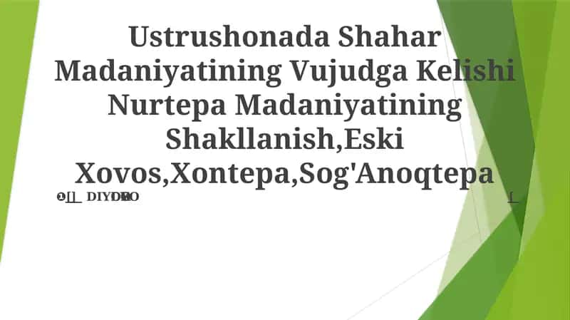 Ustrushonada Shahar Madaniyatining Vujudga Kelishi 1
