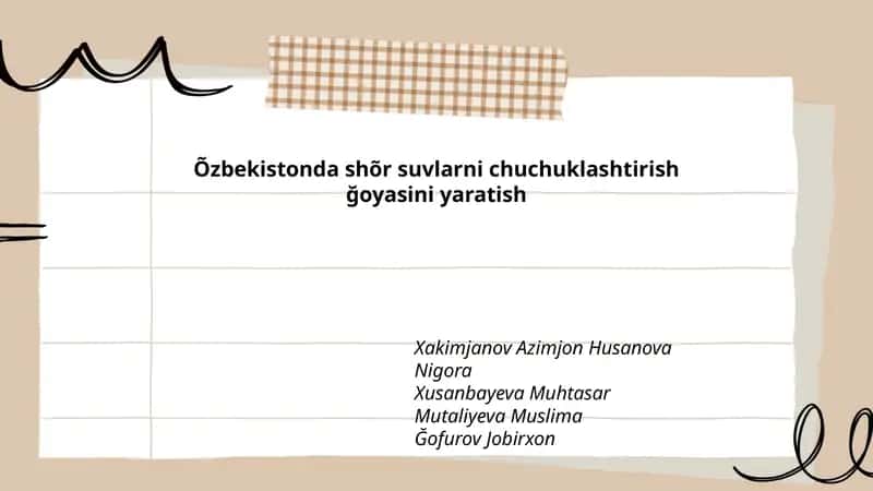 O'zbekistonda sho'r suv manbalarining kartografiyasi va tahlili 1