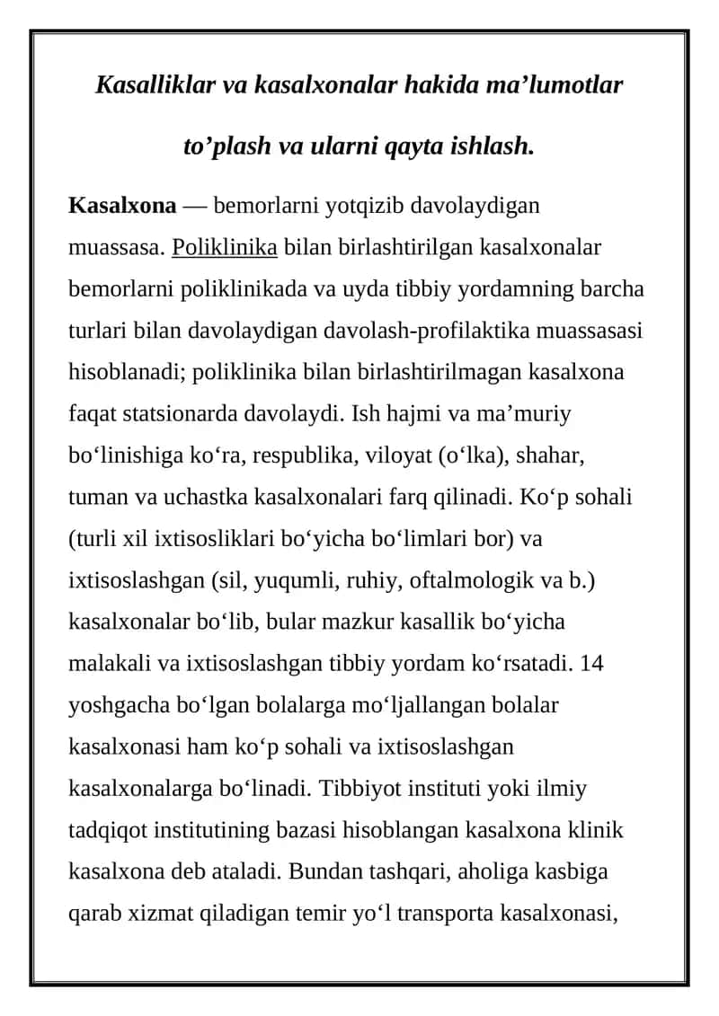 Kasalxona 1