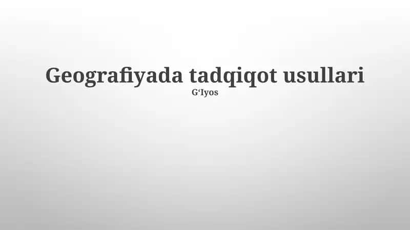 Geografiyada tadqiqot usullari 1