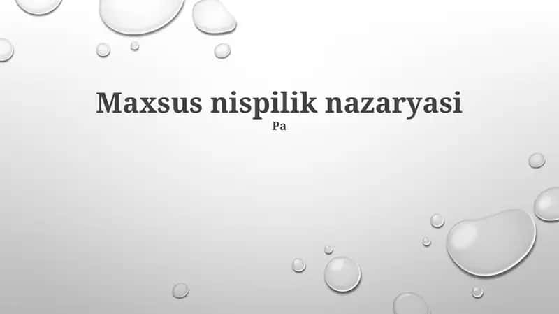 Maxsus nispilik nazaryasi 1